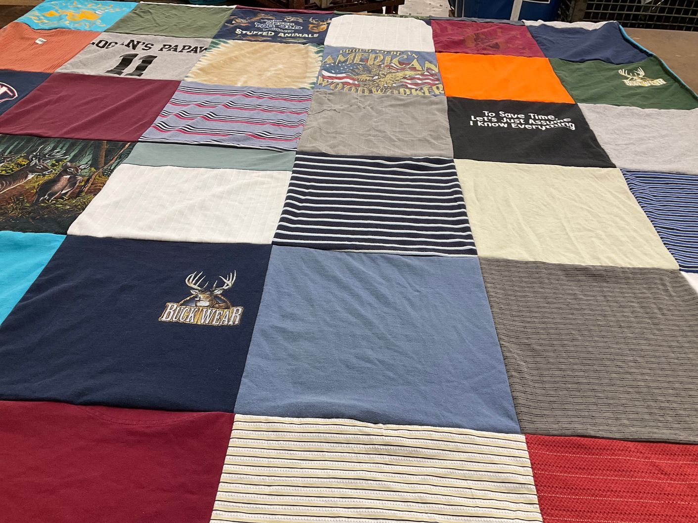 T-shirt quilt with hunting, outdoors themes by Melissa from WV