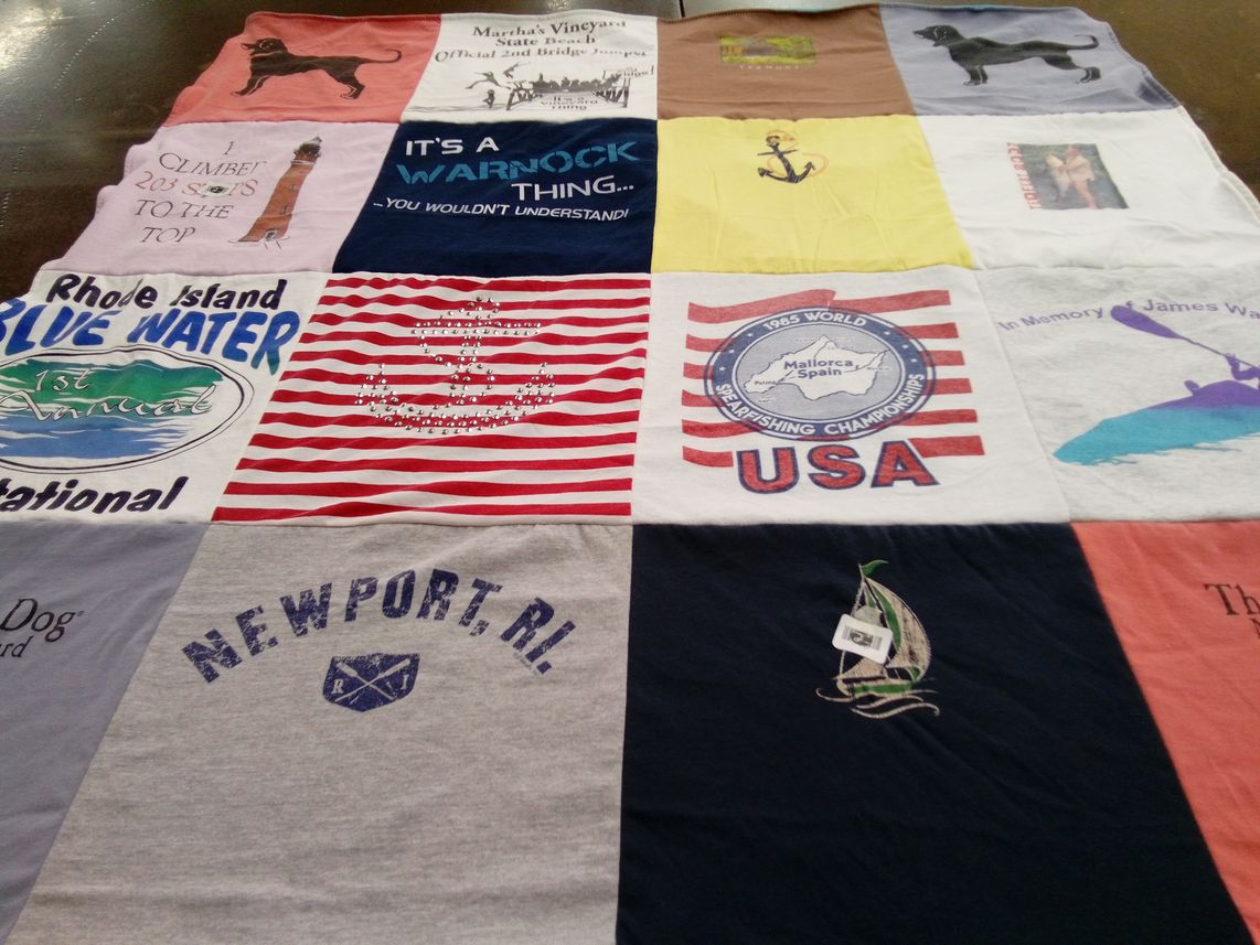 T-shirt quilt with fishing, beaching themes by Dawn from RI