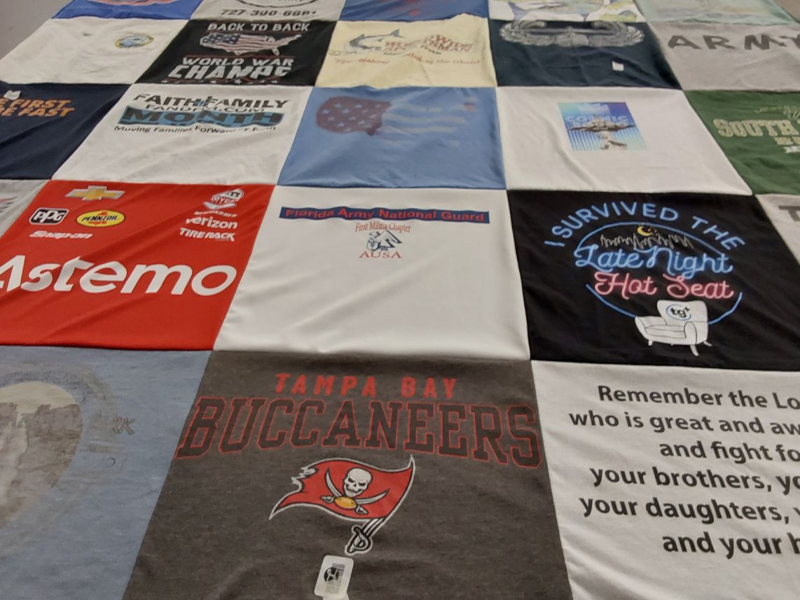 T-shirt quilt featuring tampa bay buccaneers by McKenna from FL