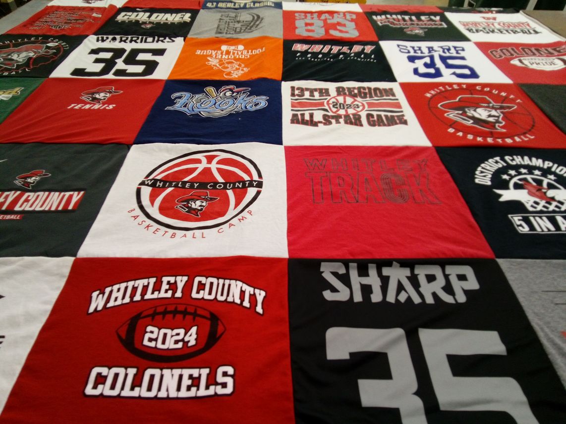 T-shirt quilt featuring whitley county colonels by Tania from KY