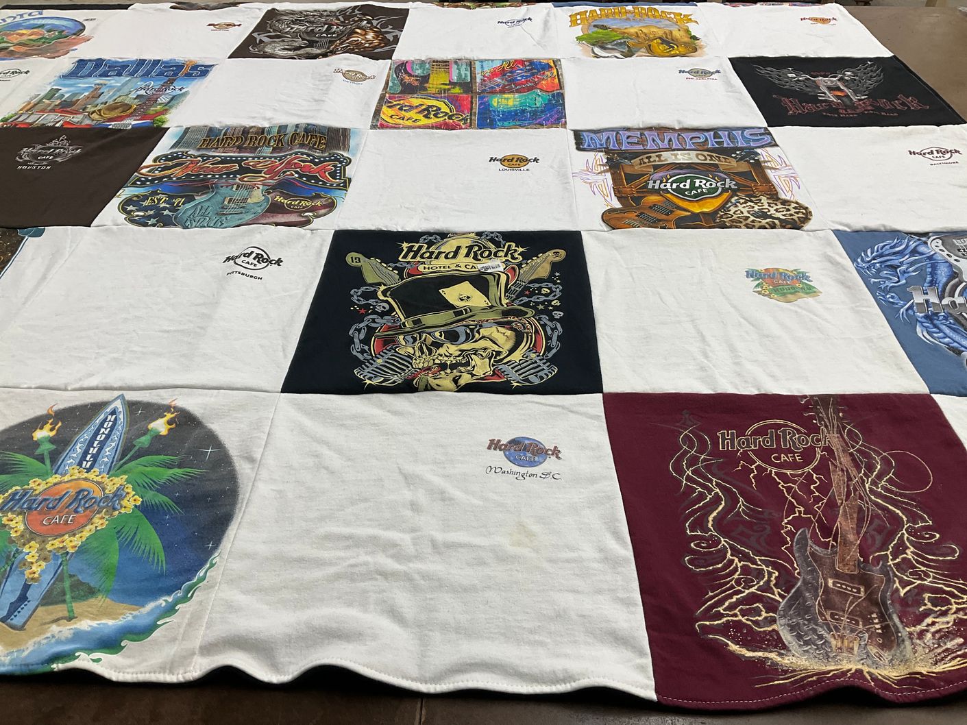 T-shirt quilt with music, rock themes by Kimberly from MN