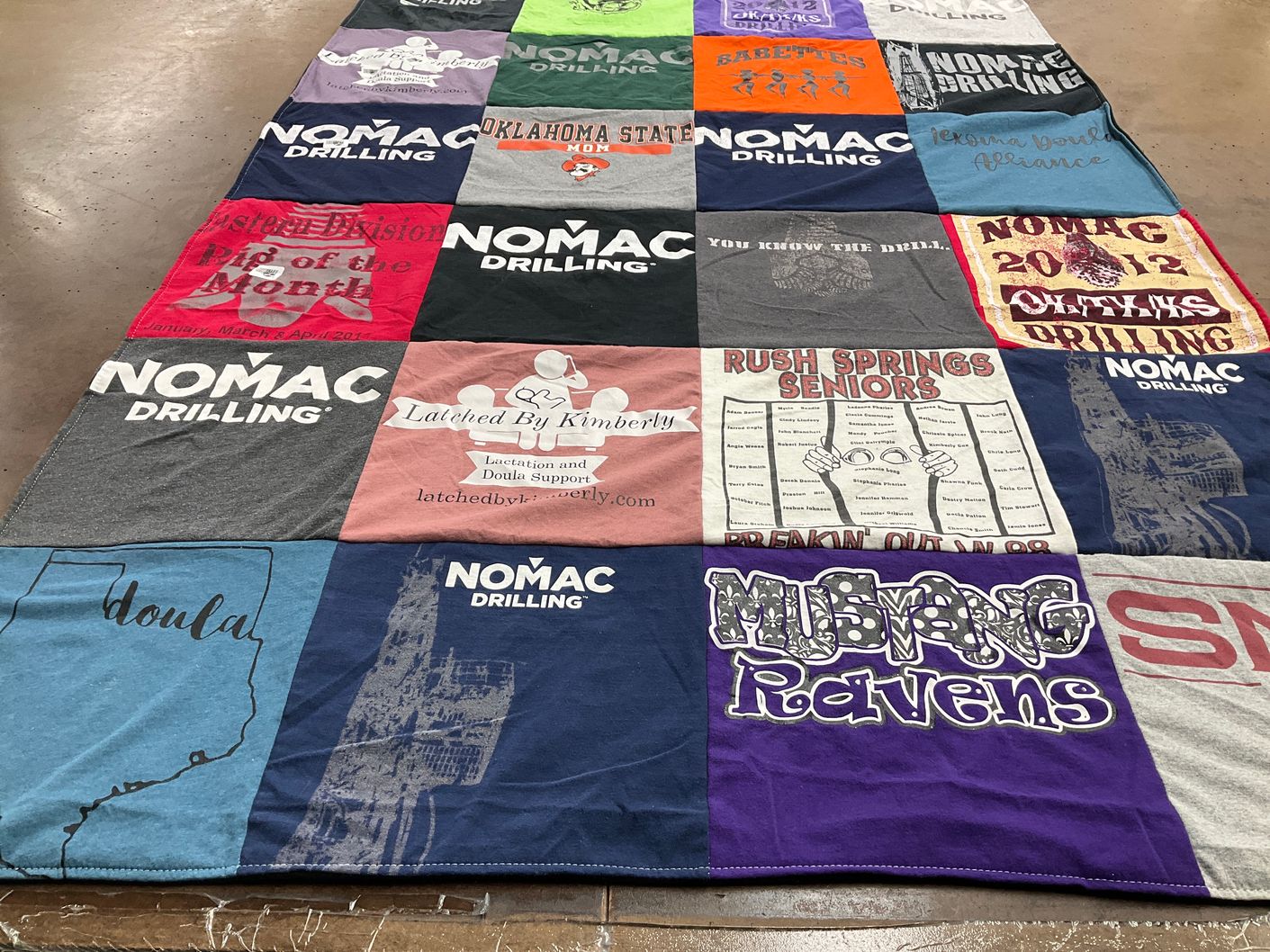 T-shirt quilt featuring mustang ravens by Kimberly from OK