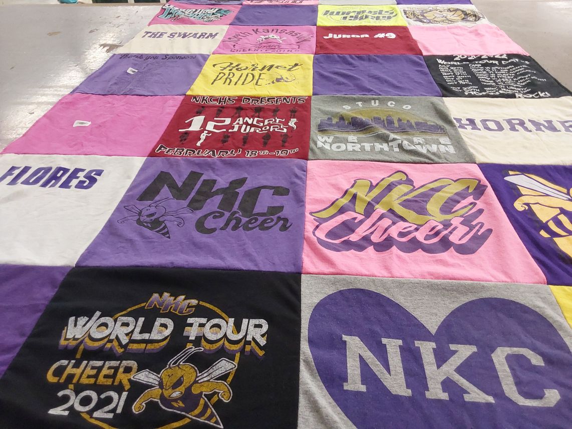 T-shirt quilt from north kansas city high school by Kendra from MO