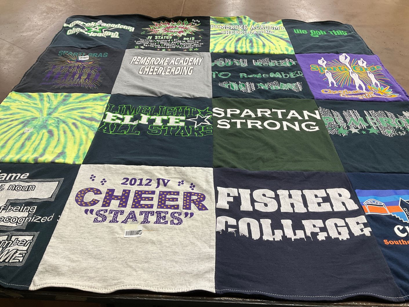 T-shirt quilt from fisher college, pembroke academy by Jen from NH