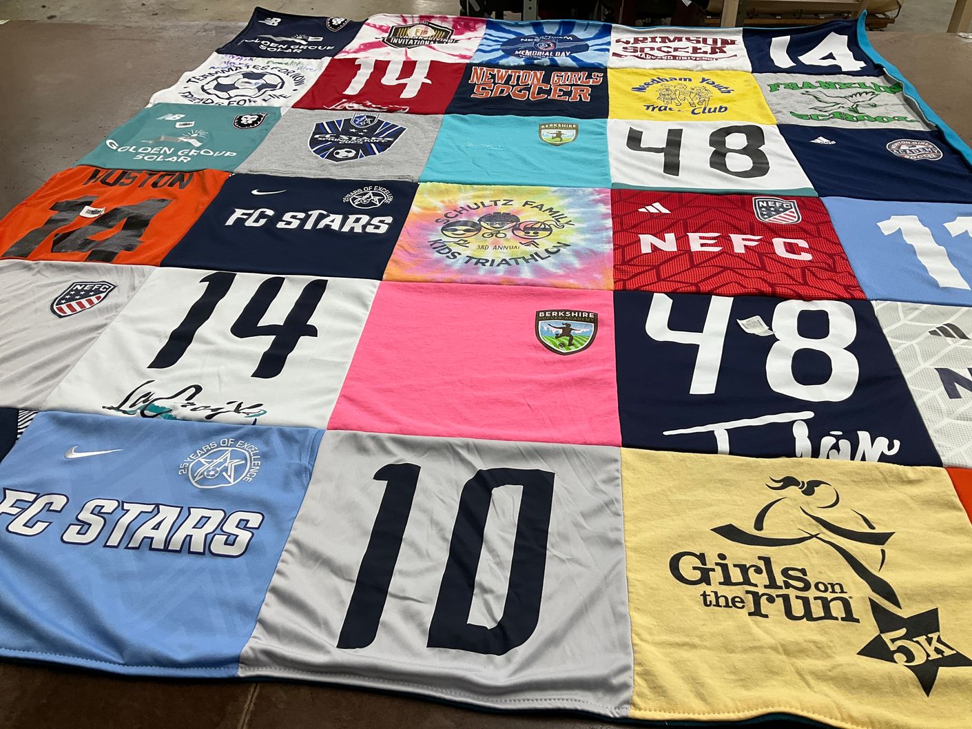 T-shirt quilt featuring fc stars, newton girls soccer by Anya from MA