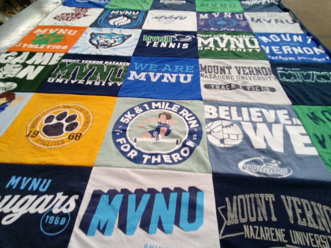 T-shirt quilt featuring mvnu cougars by Matthew from OH