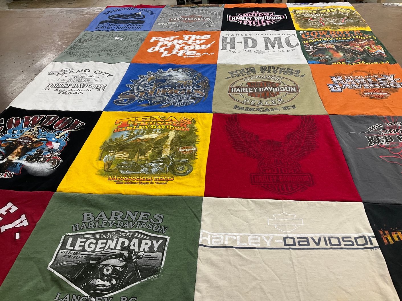 T-shirt quilt with motorcycles themes by Cheryl from TX