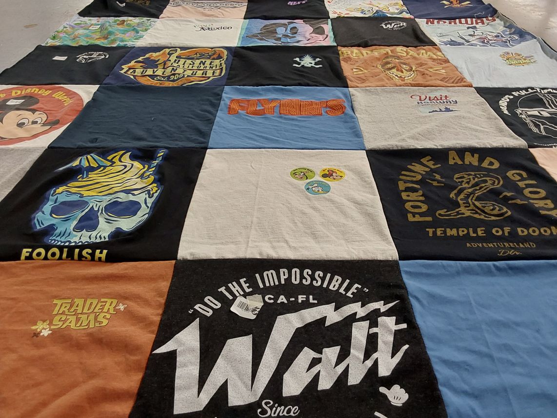 T-shirt quilt with disney, theme parks themes by Megan from CA