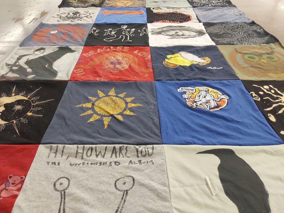 T-shirt quilt with art, music themes by Jeffrey from NJ