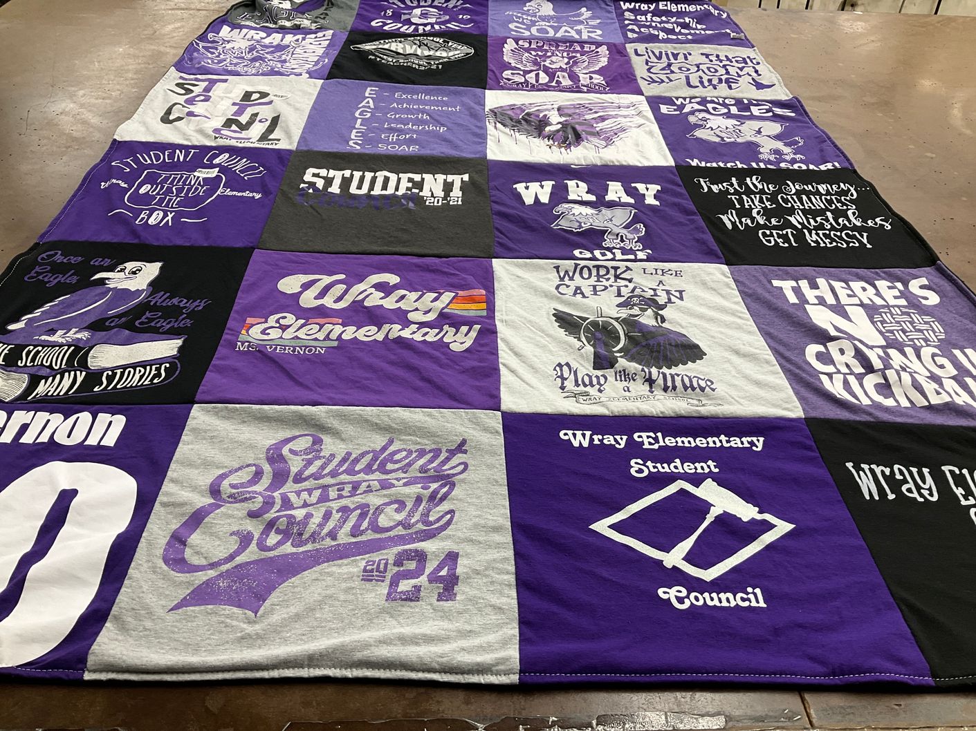 T-shirt quilt from wray elementary school by Darcy from NE