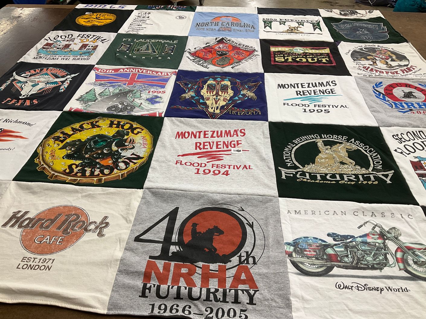 T-shirt quilt with motorcycles, sports themes by TOM from GA