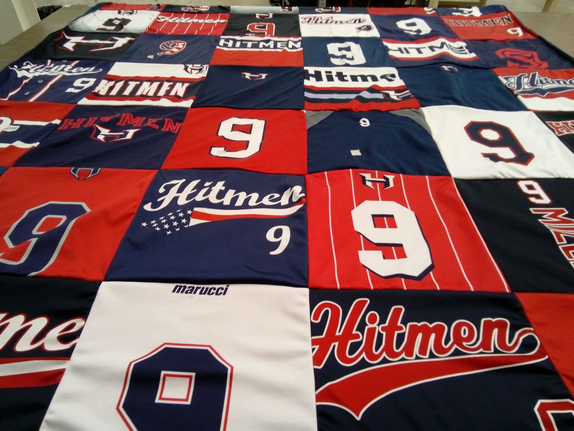 T-shirt quilt featuring hitmen by Christina from IL