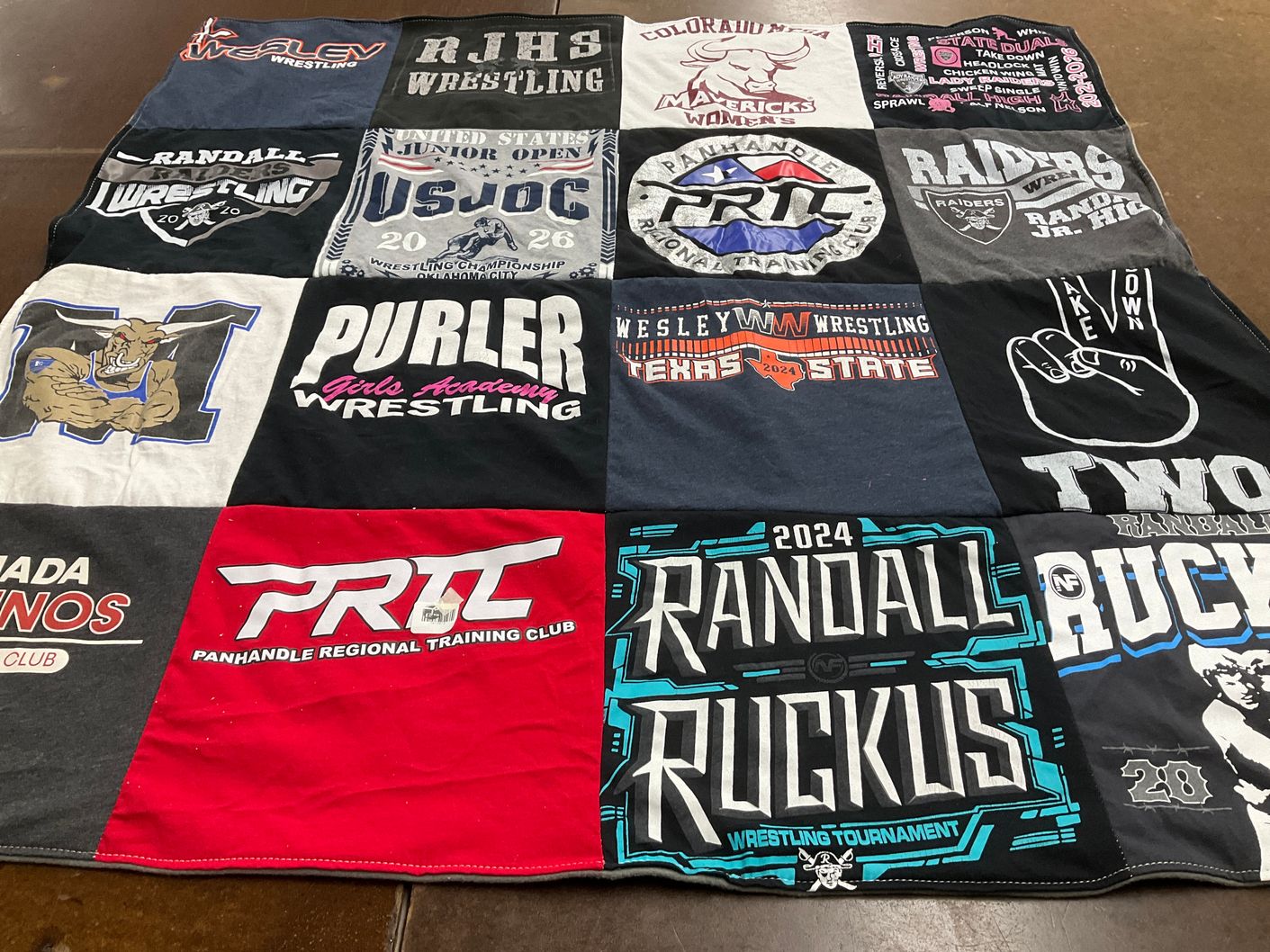 T-shirt quilt from wesleyan university, randall high school by Tanja from TX