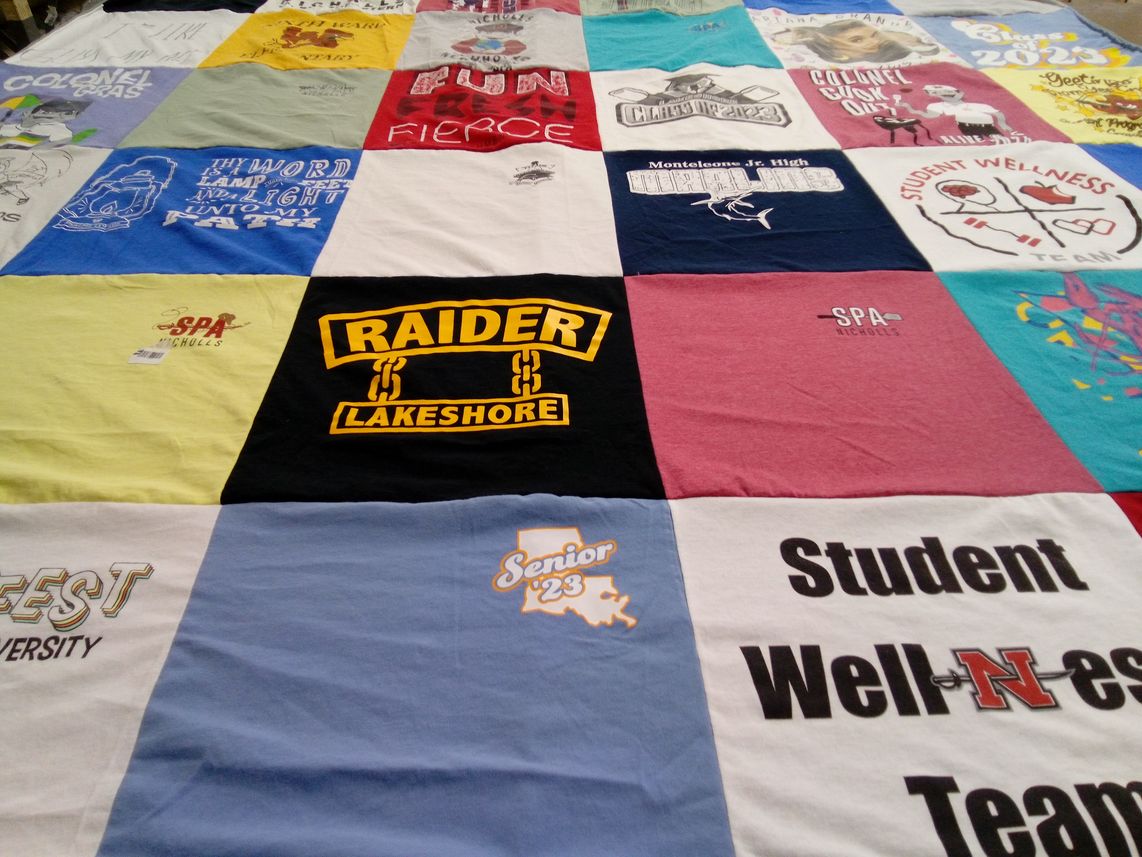 T-shirt quilt from nicholls state university, monteleone junior high by Vanessa from LA