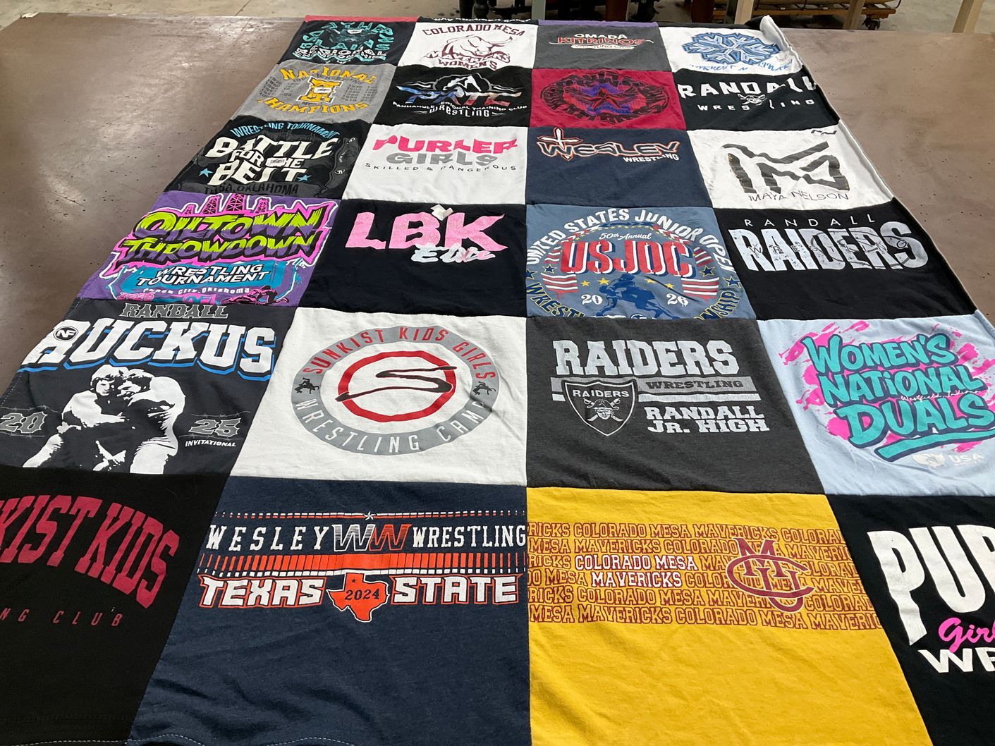 T-shirt quilt featuring raiders wrestling team by Tanja from TX