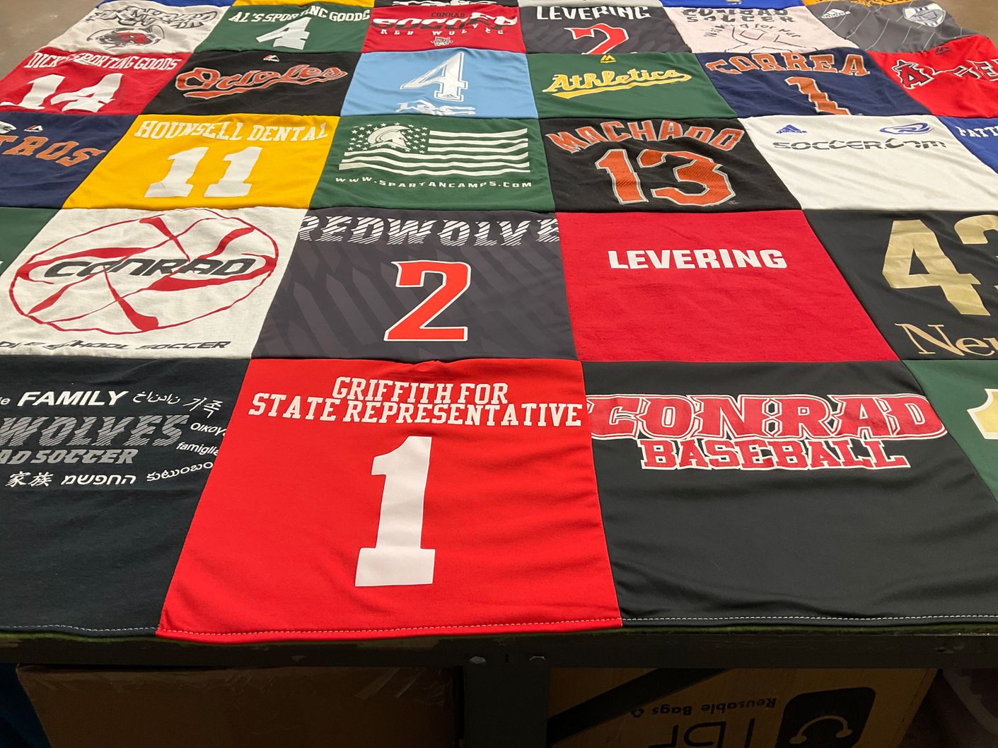 T-shirt quilt featuring conrad baseball by Shannon from DE