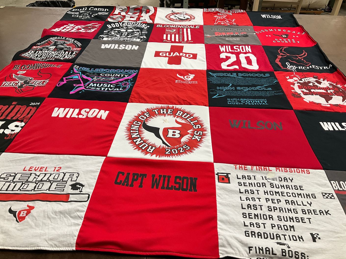 T-shirt quilt from bloomingdale high school by Courtney from FL