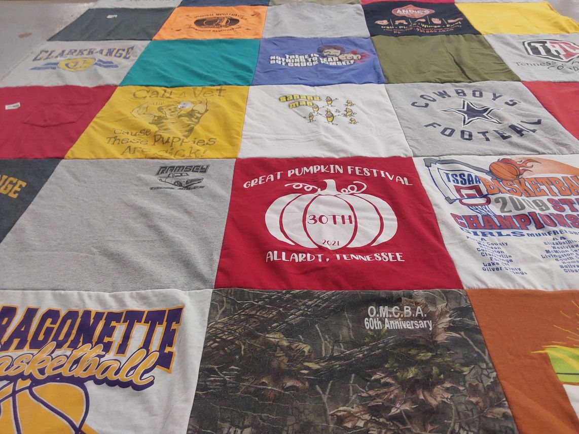 T-shirt quilt featuring munford high school, clarkrange high school by Tammy from TN