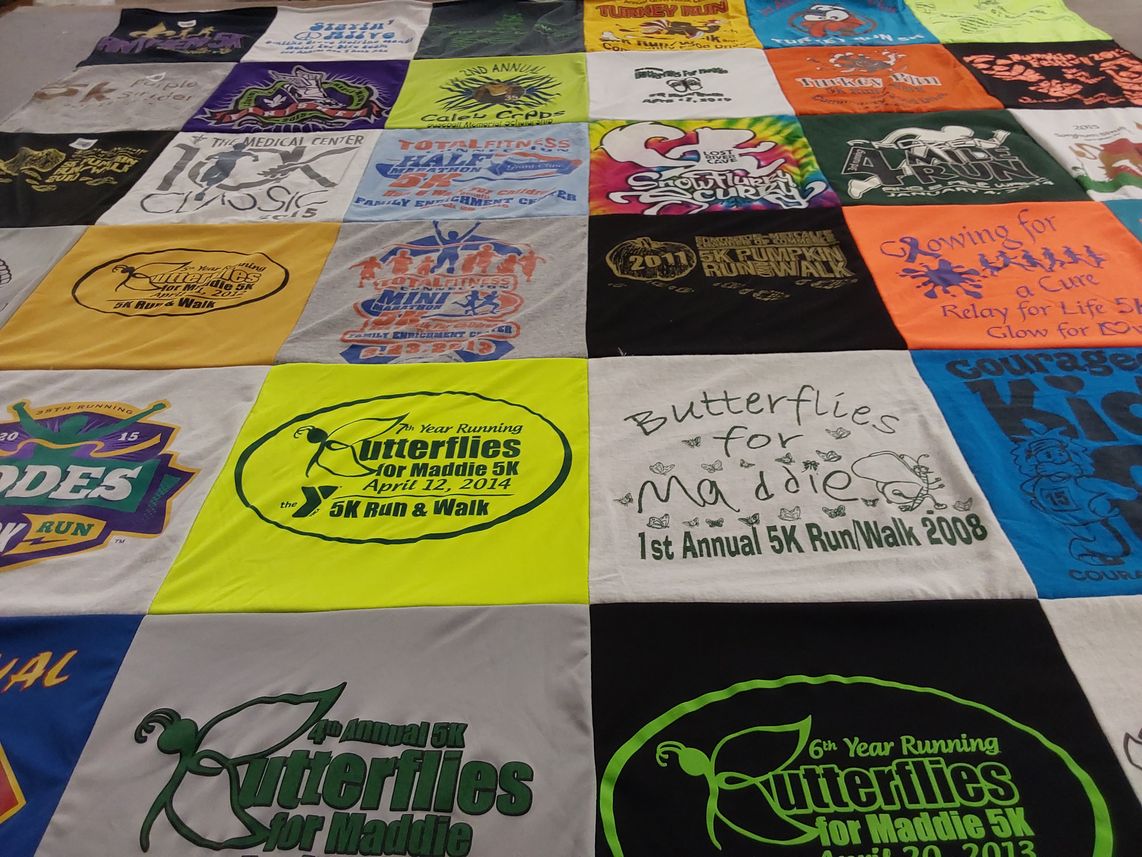 T-shirt quilt with running, charity themes by Eric from KY