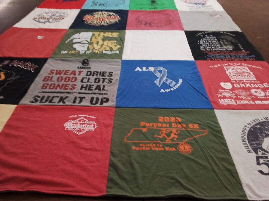 T-shirt quilt with running, health themes by John from TN