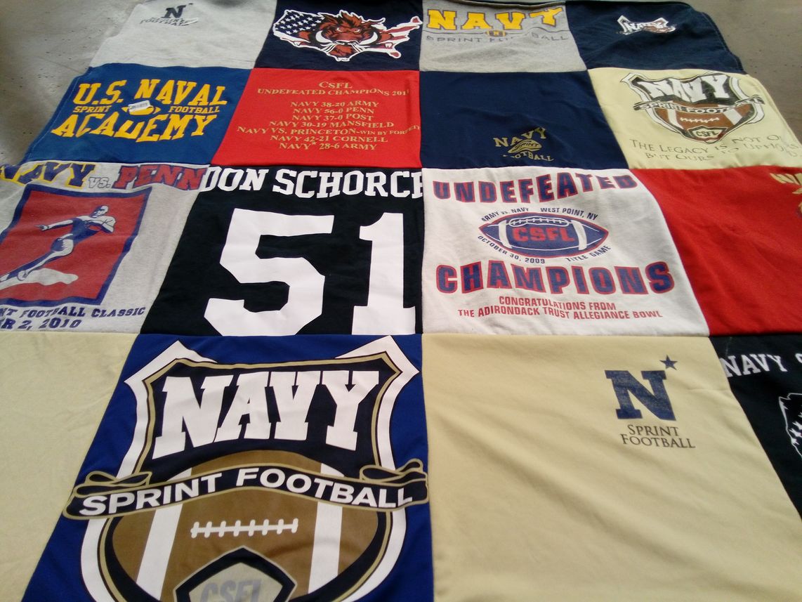 T-shirt quilt featuring united states naval academy football by TONI from CA