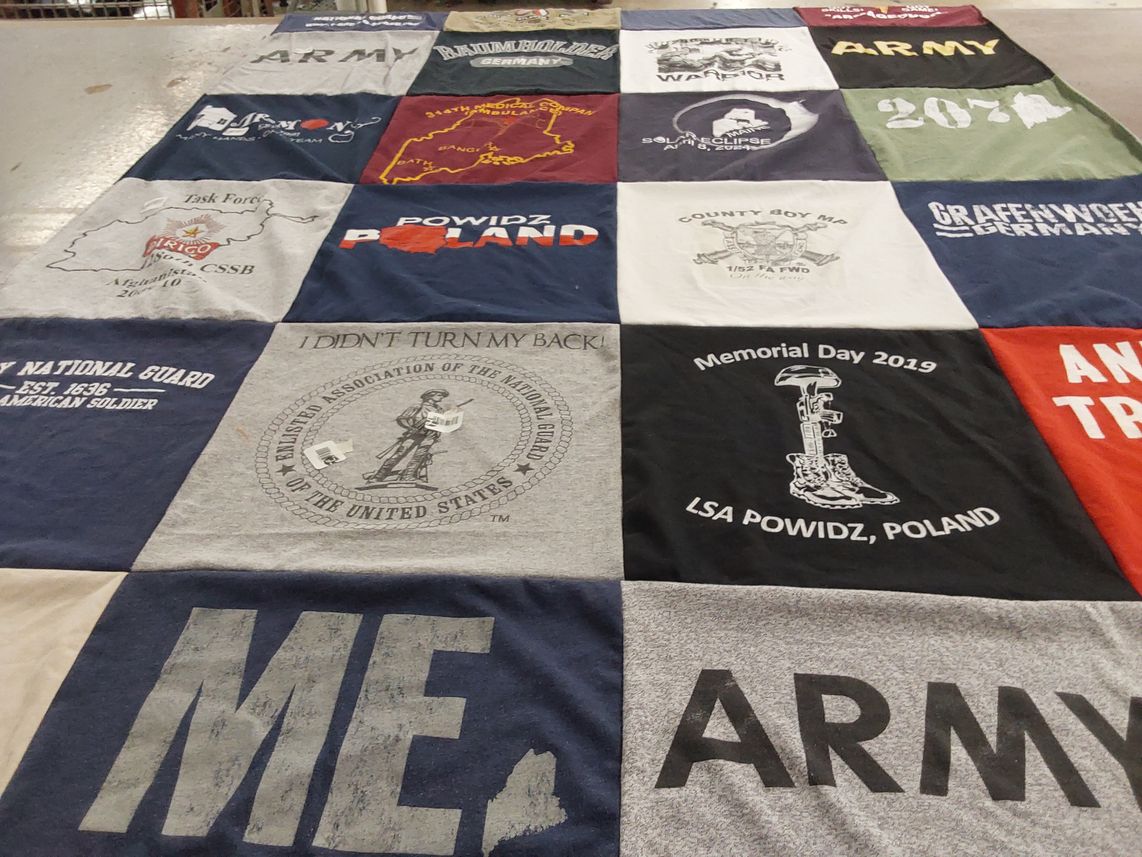 T-shirt quilt with service, military themes by Karri from FL