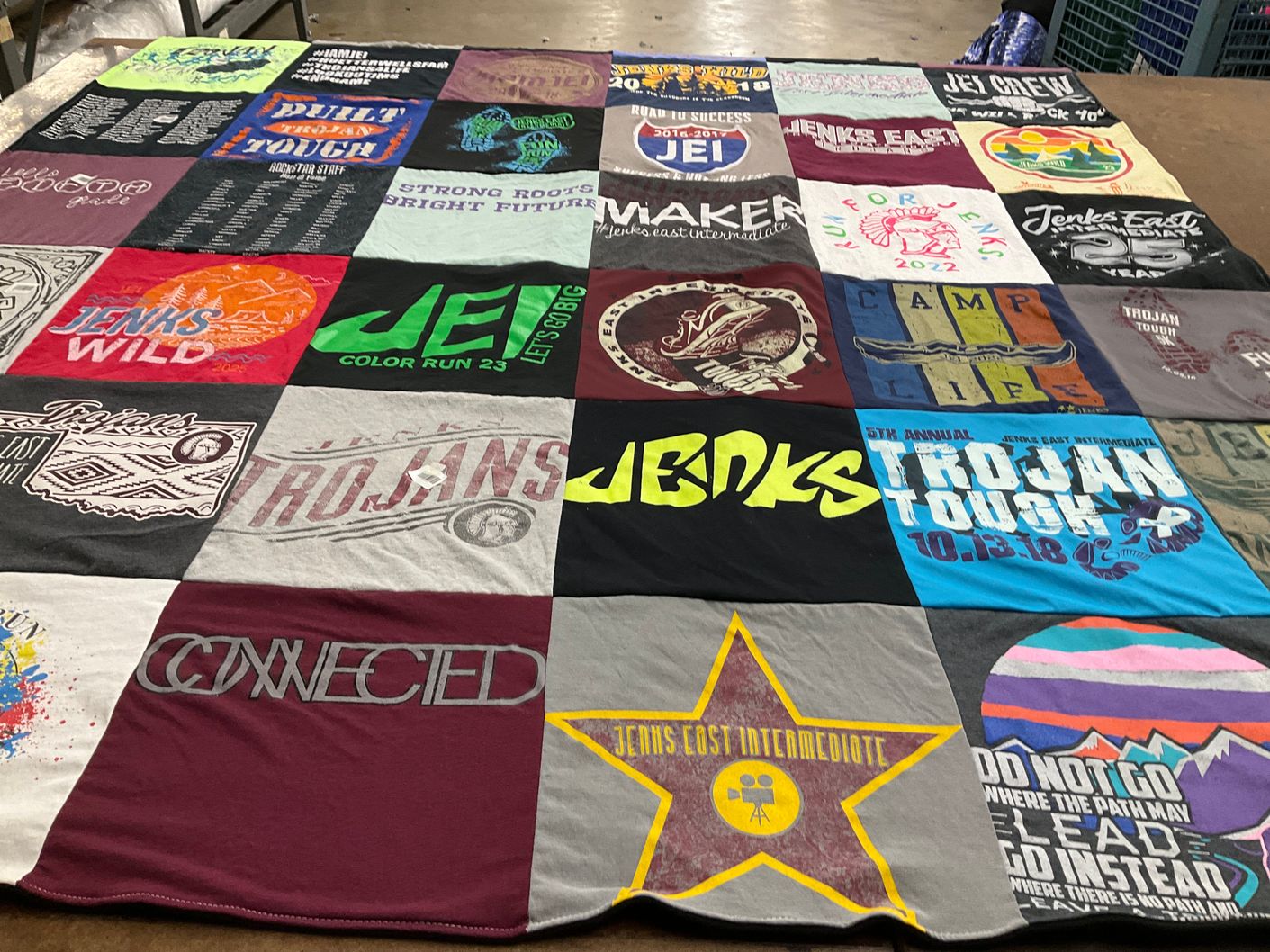 T-shirt quilt featuring jeans east intermediate by Rana from OK