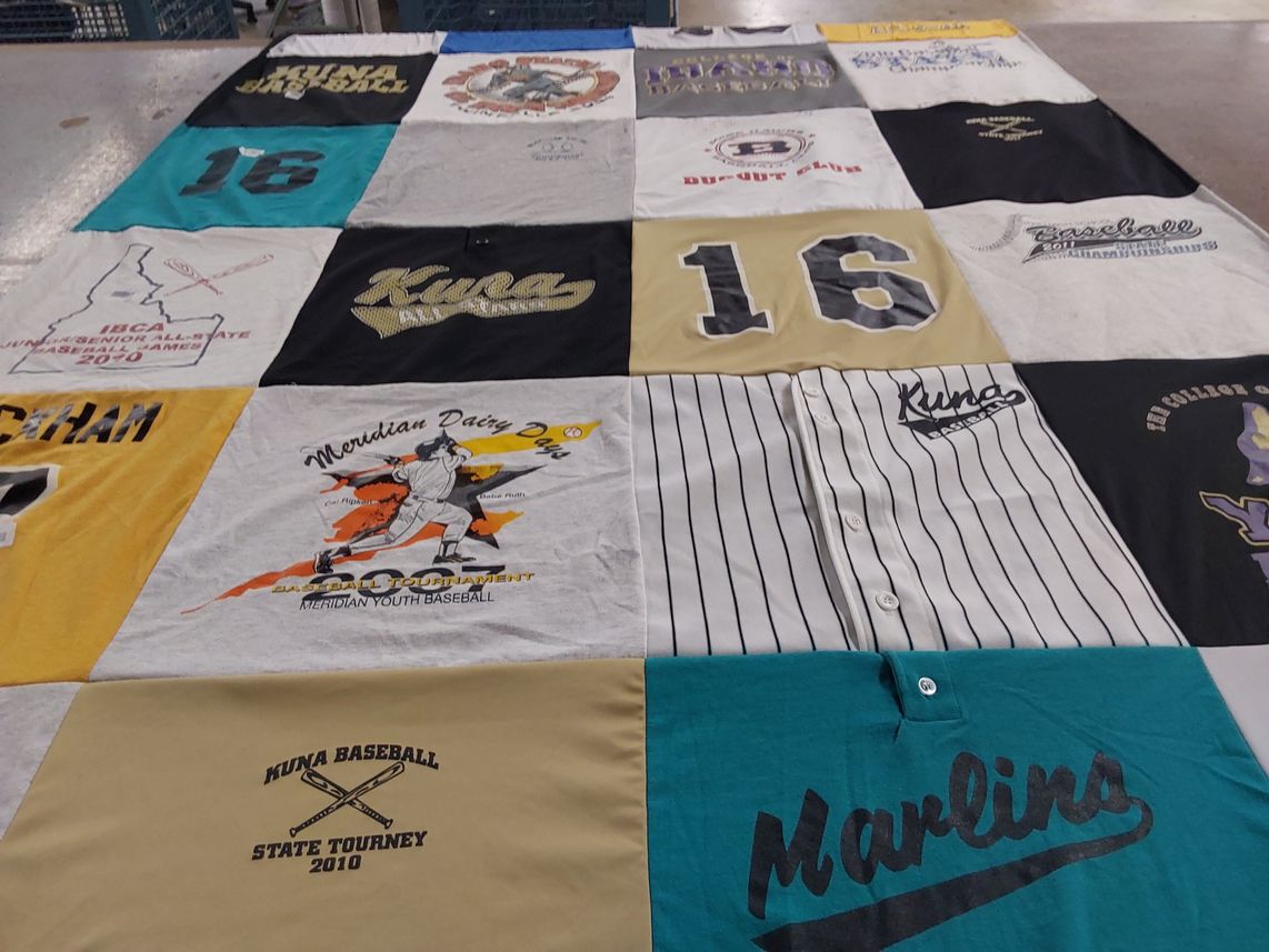 T-shirt quilt from kunas high school by Cathy from ID