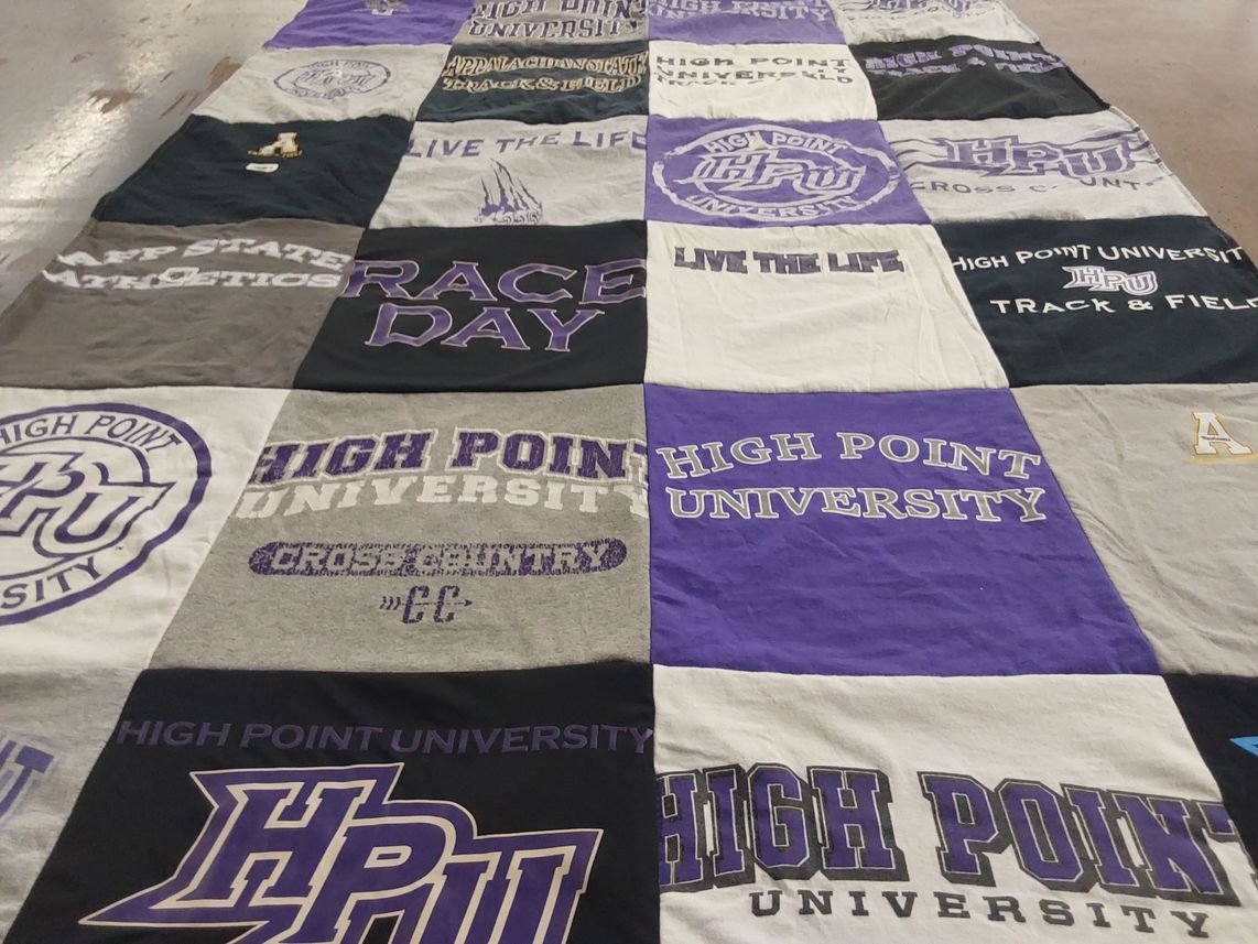 T-shirt quilt featuring high point university cross country, high point university track and field by Kathryn from OR