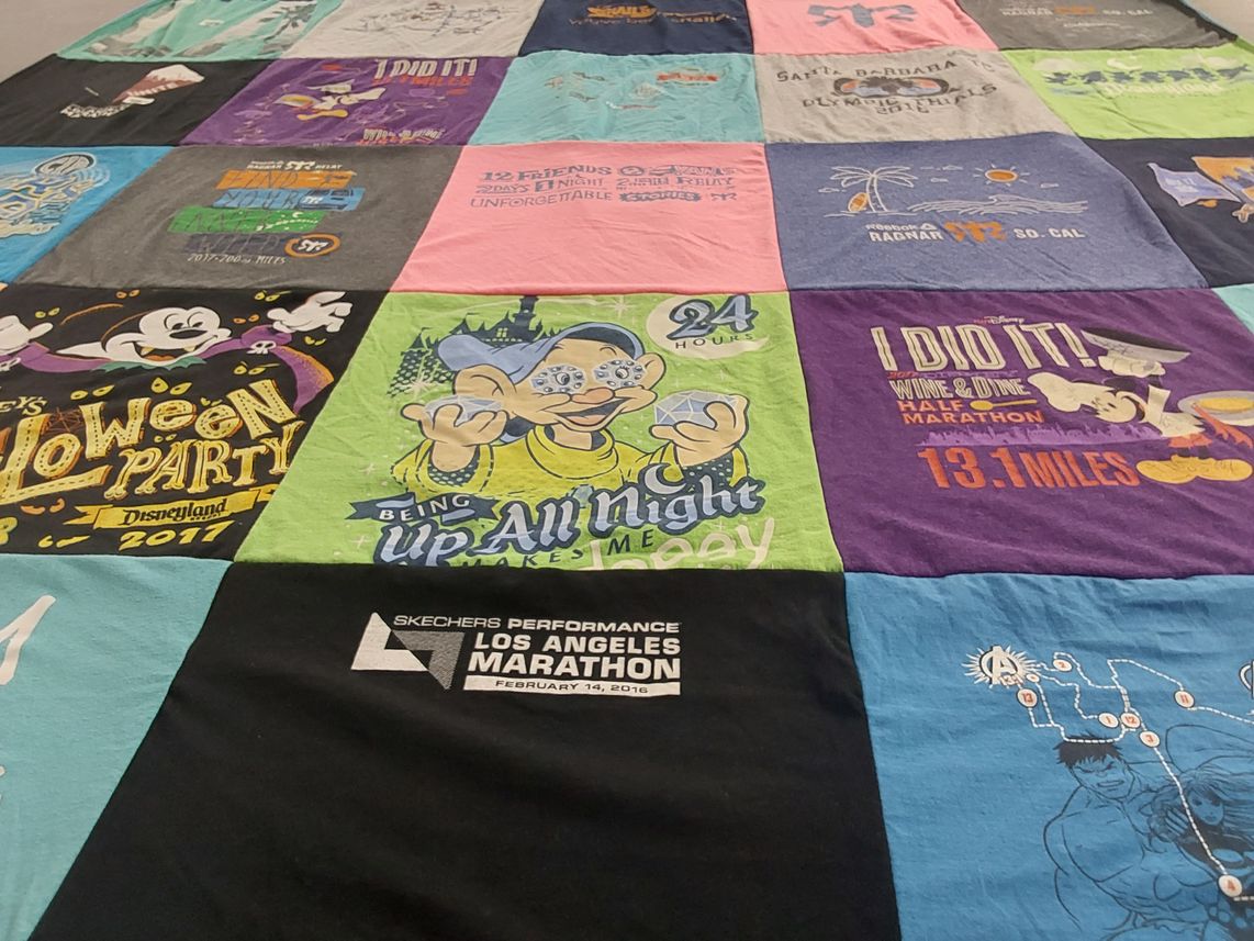 T-shirt quilt with disney, running themes by Kristin from CA