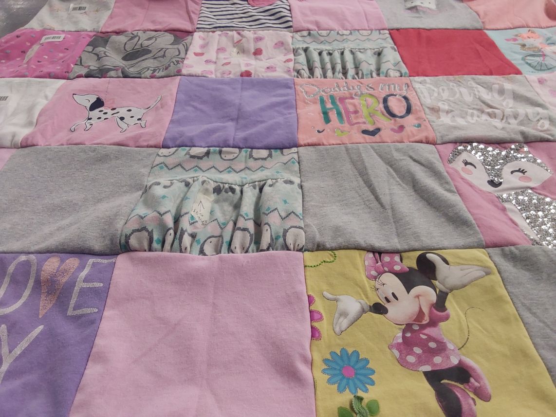 T-shirt quilt with animals, cartoons themes by Janice from OH