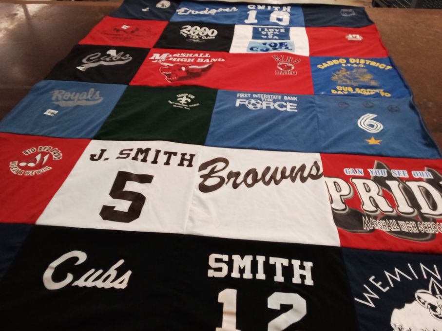 T-shirt quilt from marshall high school by Teena from TX