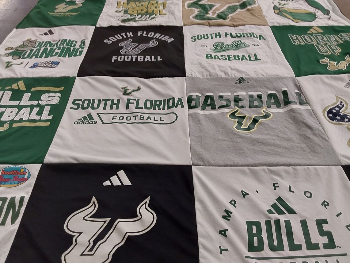 T-shirt quilt featuring south florida bulls football, south florida bulls baseball by Tyler from FL