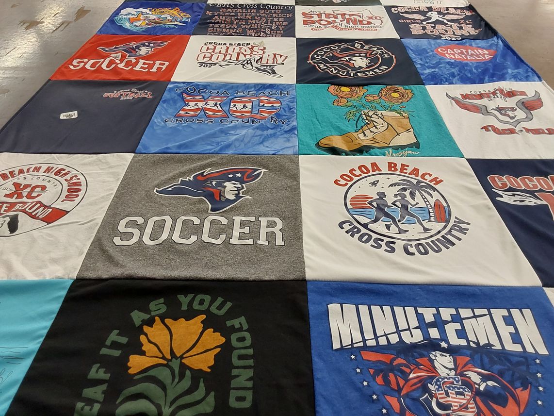T-shirt quilt from cocoa beach high school by Judy from FL