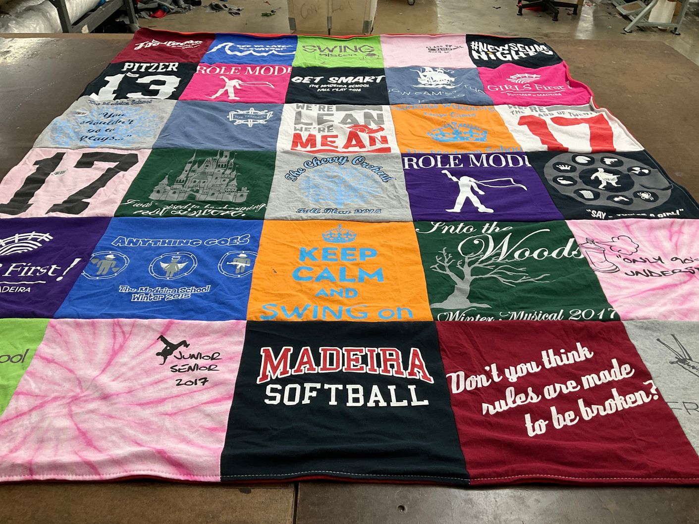 T-shirt quilt featuring madeira softball by Claire from VA