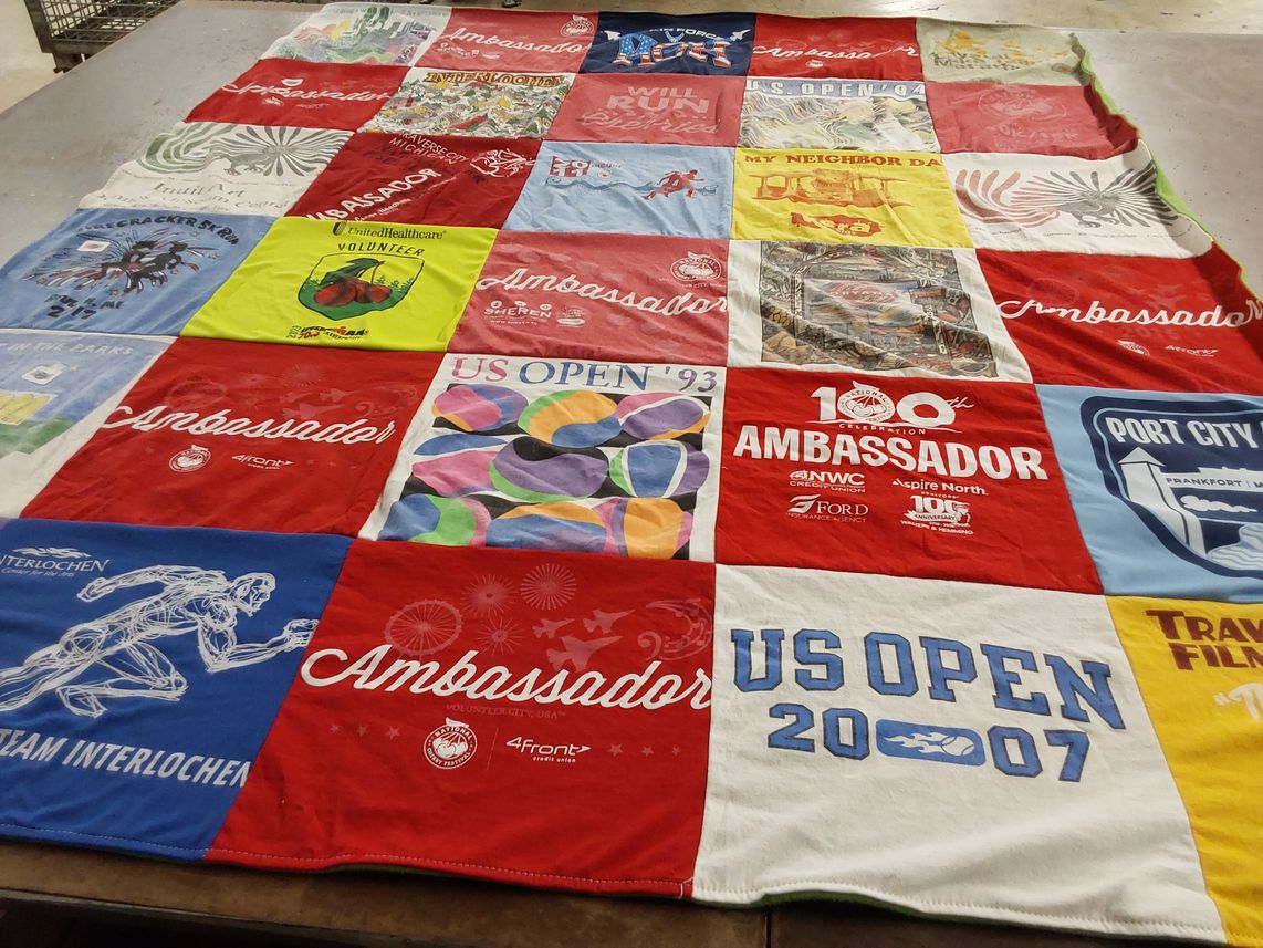 T-shirt quilt featuring team interlochen by LOIS from MI