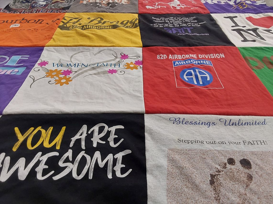 T-shirt quilt with faith, positivity themes by Cassandra from GA