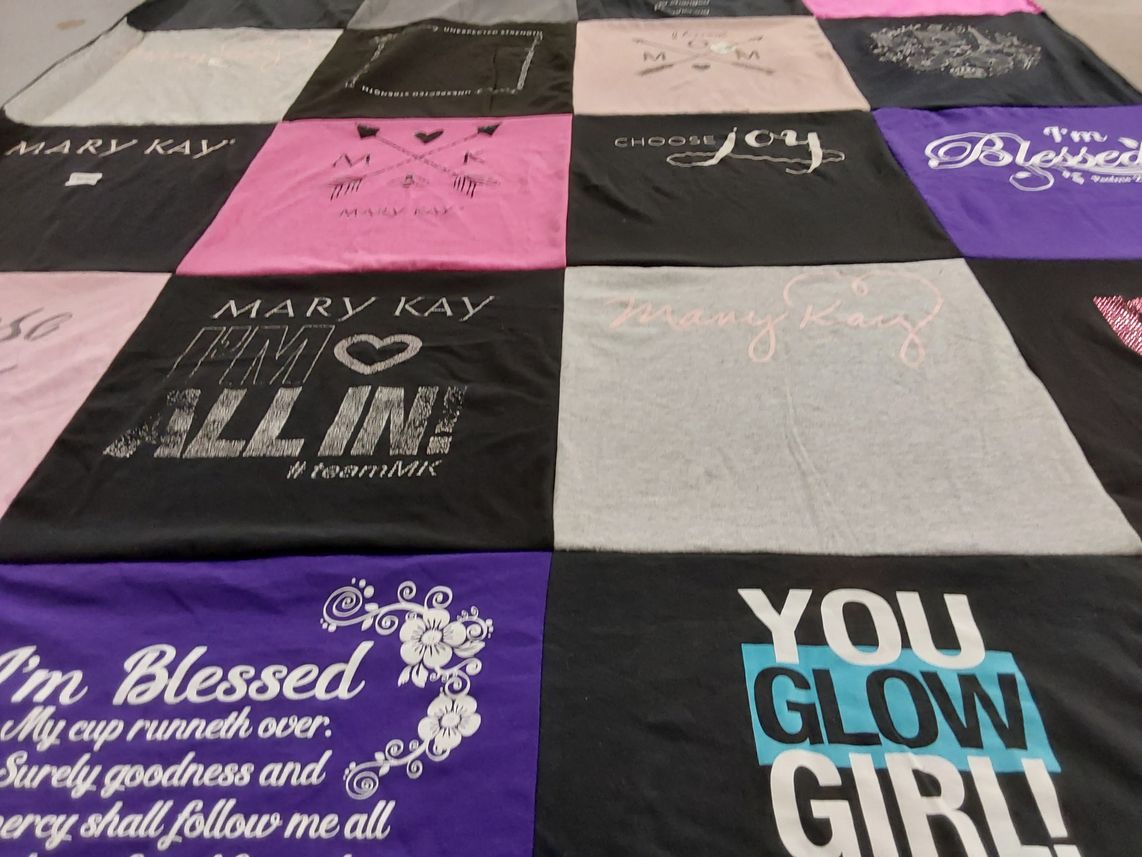 T-shirt quilt with beauty, empowerment themes by Pauline from KS