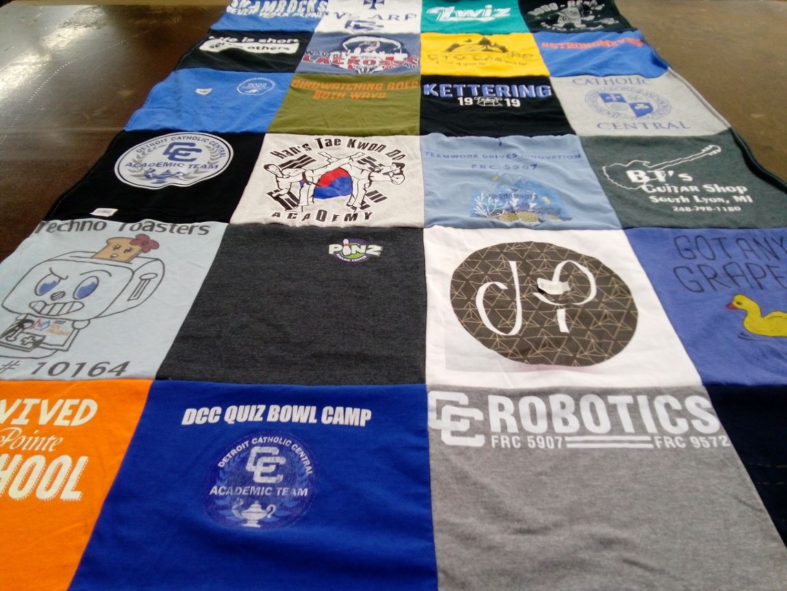 T-shirt quilt featuring detroit catholic central robotics team by REBECCA from MI