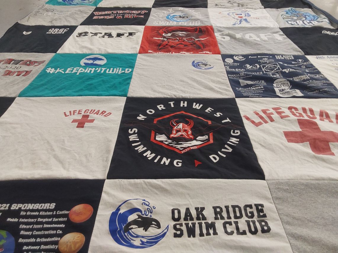 T-shirt quilt featuring northwest swimming and diving team by Catherine from NC