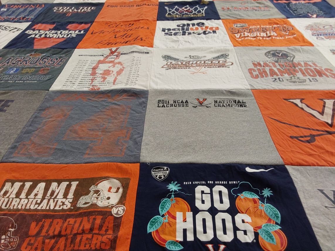 T-shirt quilt featuring virginia cavaliers, miami hurricanes by PJ from MD