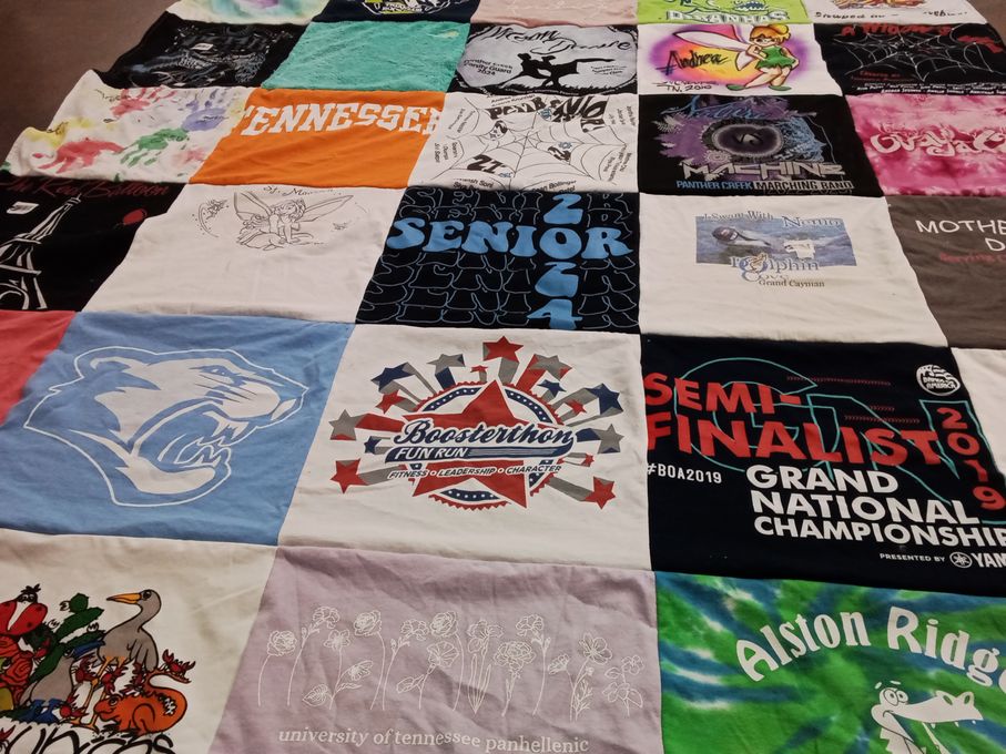 T-shirt quilt featuring panther creek marching band by Elizabeth from NC