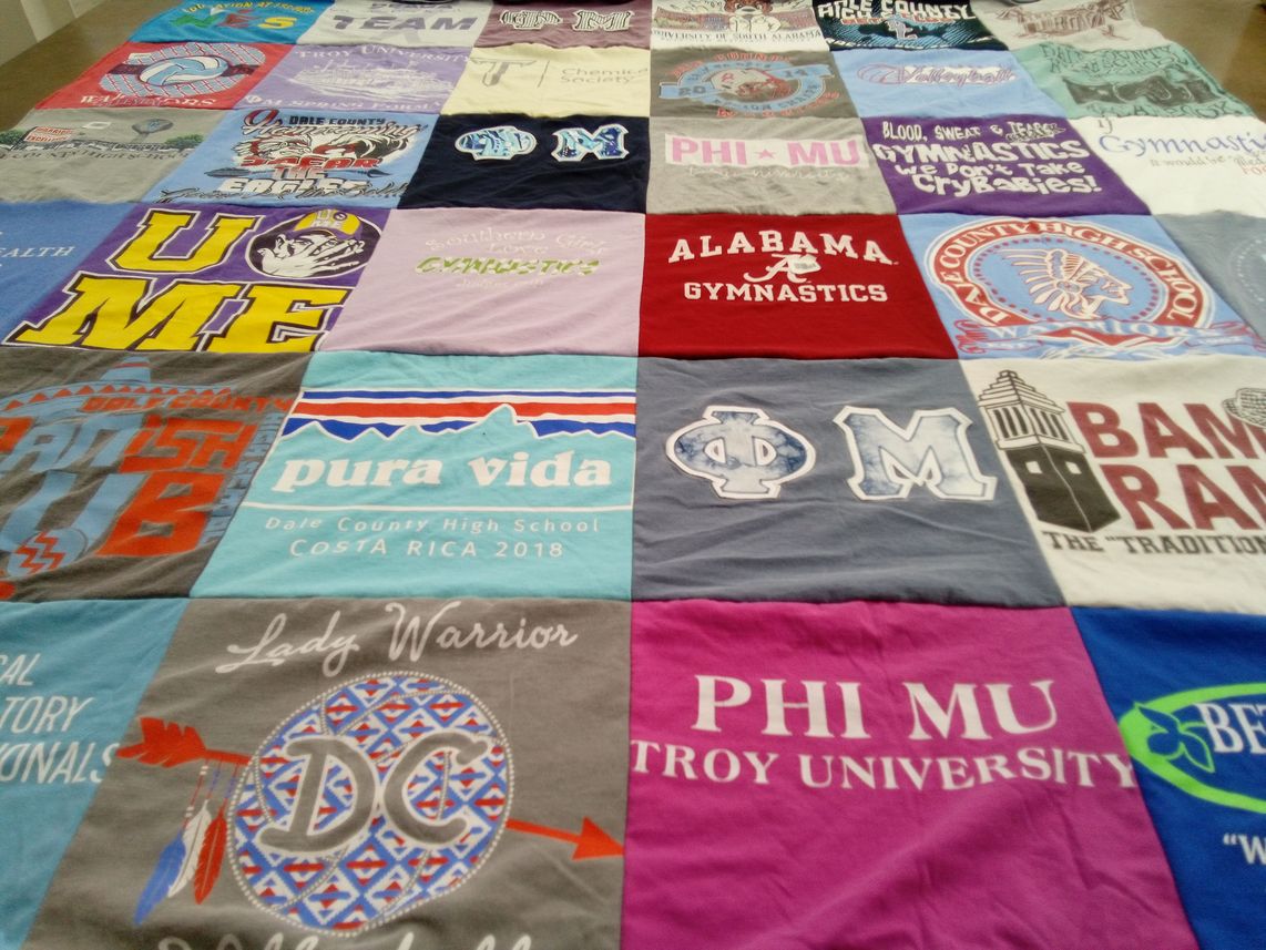 T-shirt quilt from troy university, dale county high school by Sidney from AL