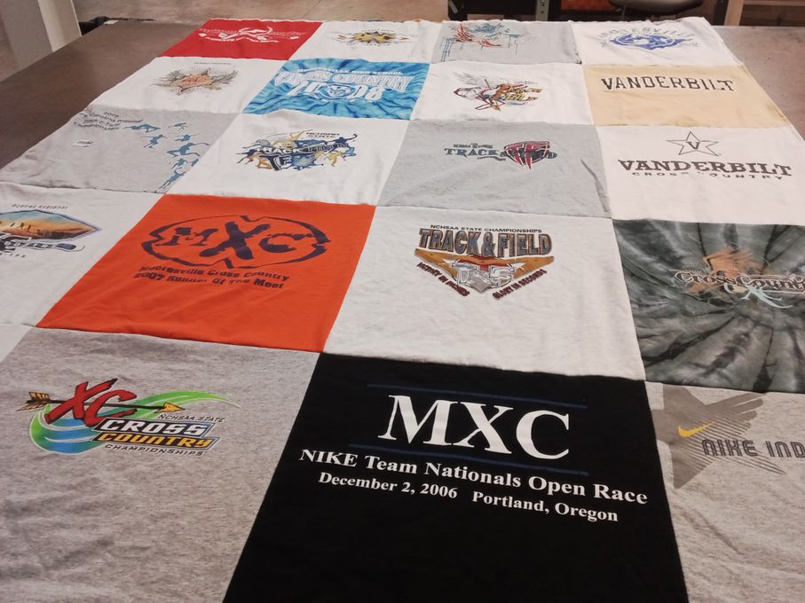 T-shirt quilt featuring vanderbilt cross country, huntersville cross country by Cindy from NC