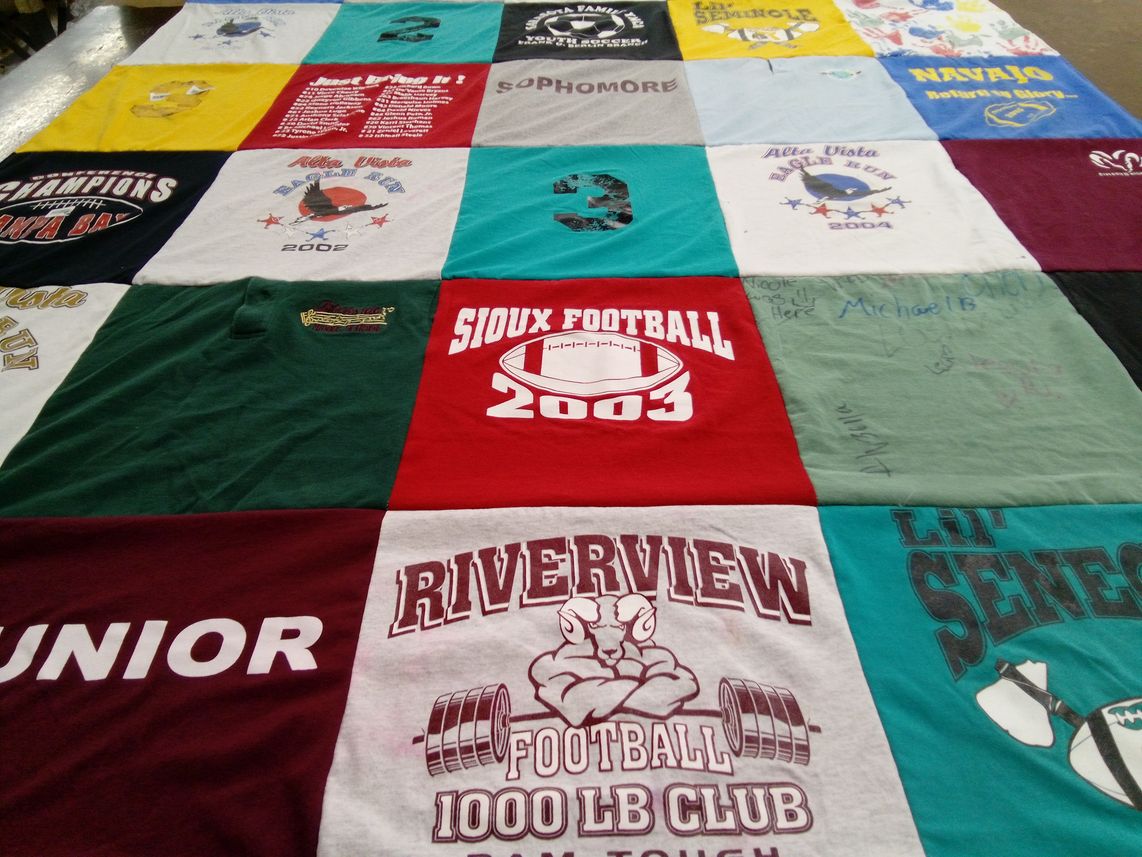 T-shirt quilt featuring sioux football, riverview football by Jessica from FL
