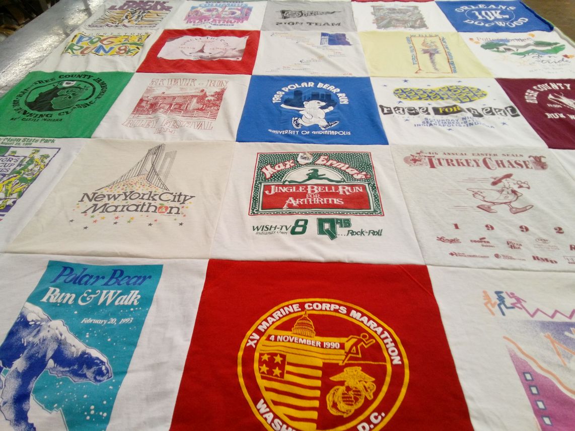 T-shirt quilt with running, marathons themes by Michael from IN