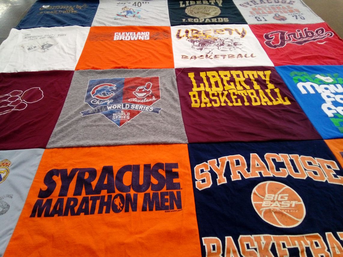 T-shirt quilt featuring syracuse university basketball, liberty university basketball by Heather from TX