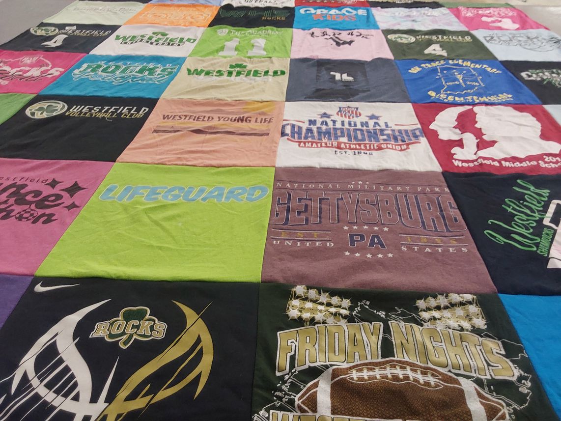 T-shirt quilt featuring westfield volleyball club by Jennifer from IN