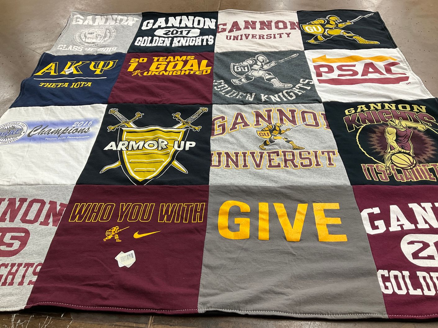 T-shirt quilt featuring gannon university golden knights by Nicole from NY