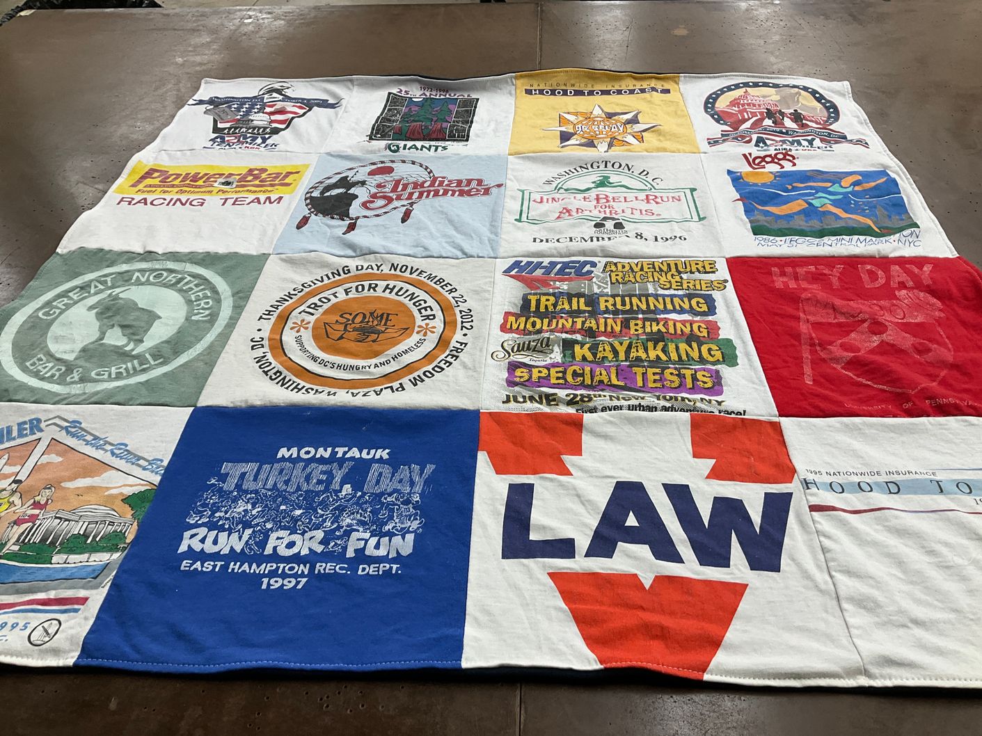T-shirt quilt with running, biking themes by Alyssa from VA